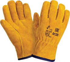 Перчатки утепленные спилковые ДРАЙВЕР СМ (0128) искуственный мех цв. желтый