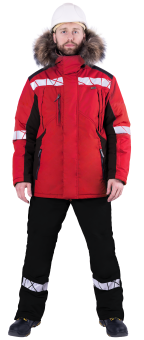 картинка Куртка ОПЗ зимняя ХАЙ-ТЕК SAFETY мужская цв. красная с чёрной отделкой от магазина ПРОФИ+
