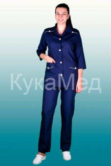 картинка Костюм медицинский ЕЖЕВИКА 55 женский рукав ¾ цв. темно-синий от магазина ПРОФИ+
