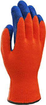 картинка Перчатки акриловые с латексным покрытием цв. оранжевый с темно синим от магазина ПРОФИ+