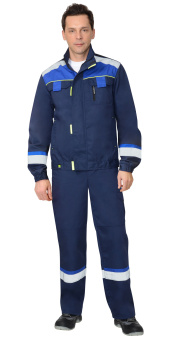 картинка Куртка ОПЗ летняя БОСТОН мужская цв. темно-синий с васильковой и черной отделкой от магазина ПРОФИ+