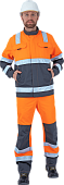 Костюм сигнальный летний РЕФЛЕКТ-2 мужской цв. флуоресцентный оранжевый с серым