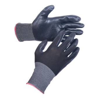 картинка Перчатки полиэфирные NL13NT с частичным нитриловым покрытием цв. черный от магазина ПРОФИ+