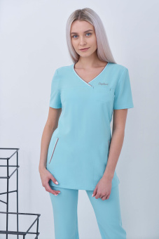 картинка Куртка медицинская м.6-643 женская цв. бюрюзовый тк. Престиж 17 от магазина ПРОФИ+