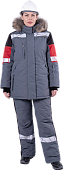 Куртка ОПЗ зимняя ХАЙ-ТЕК SAFETY женская цв. серый с чёрной и красной отделкой