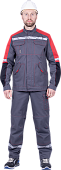 Куртка ОПЗ летняя ХАЙ-ТЕК SAFETY мужская цв.серый с красной и чёрной отделкой