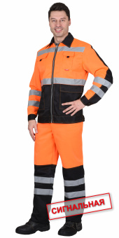 картинка Куртка сигнальная летняя МАГИСТРАЛЬ-ЛЮКС мужской цв. оранжевый с черным от магазина ПРОФИ+