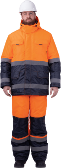 картинка Костюм сигнальный зимний БРАЙТ мужской цв. флуоресцентный оранжевый с темно-синим от магазина ПРОФИ+