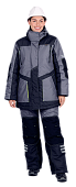 Куртка ОПЗ зимняя ЭДВАНС женская цв. серый с темно-серым с лимонной отделкой