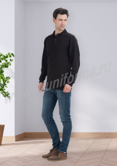 картинка Рубашка ПОЛО мужская д/рукав цв. черный от магазина ПРОФИ+
