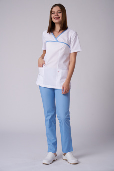 картинка Куртка медицинская ATKARA м.16-113G женский цв. белый с голубым от магазина ПРОФИ+
