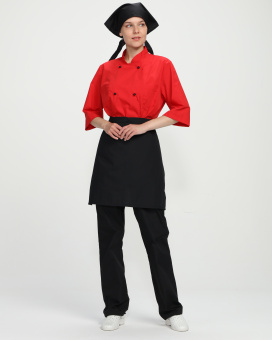 картинка Костюм ОПЗ облегчённый повара ШЕФ женский цв. черный с красным от магазина ПРОФИ+
