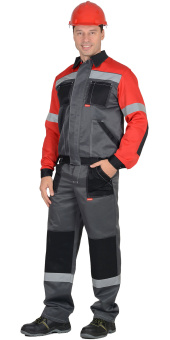 картинка Костюм ОПЗ летний ЛИГОР мужской цв. серый с красной отделкой от магазина ПРОФИ+