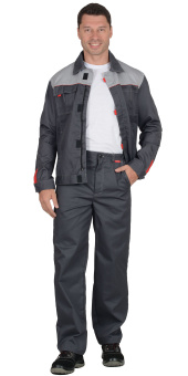 картинка Костюм ОПЗ летний ФАВОРИТ брюки мужской цв. темно-серый со светло серой отделкой от магазина ПРОФИ+